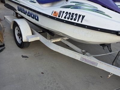 2002 Bombardier Sea-Doo GTi 3 seater Personal Watercrafts w/ Trailer - White/Purple