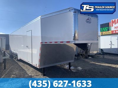 8.5x40 American Hauler Silver Hawk Gooseneck Premium Enclosed Race Car Hauler Trailer - 7'10" Interior - 21K GVWR - Rear Spoiler