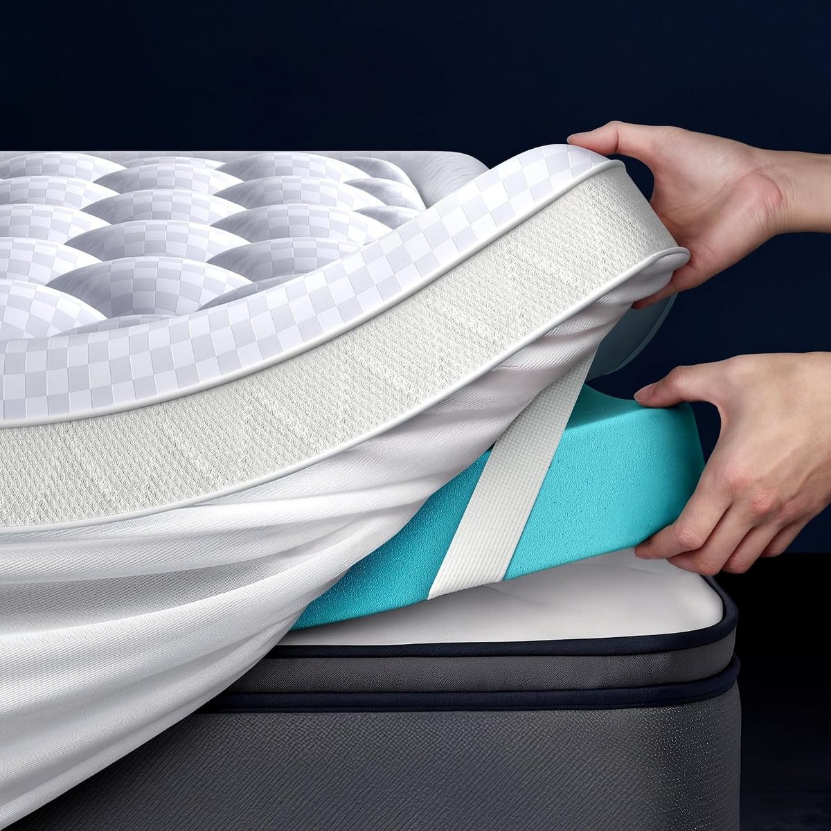 NEW 5 Inch Queen Mattress Topper, Dual Layer 2.5" Pillow Top Mattress Topper Queen Plus 2.5" Cooling Gel