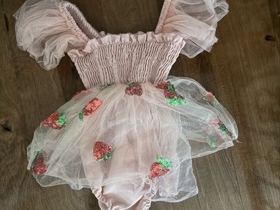 Baby Girls Strawberry Tulle Ruffle Romper no brand 12-18 months