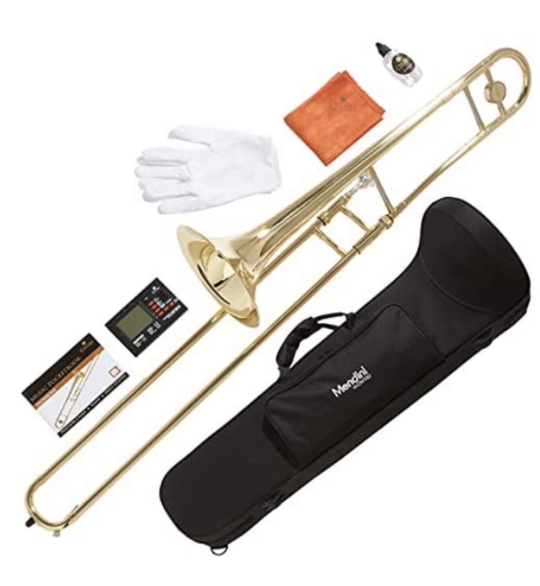 Mendini by Cecilio B Flat Tenor Trombone with Case and Accessories