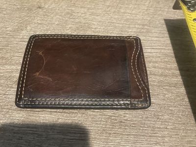 Brown Leather Minimalist Card Holder Wallet with ID Window