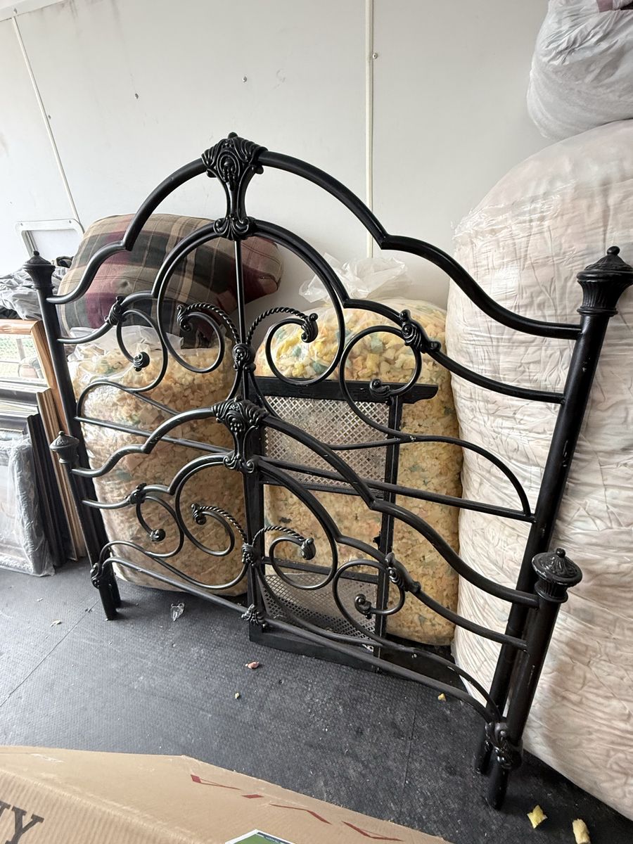 Black Wrought Iron Headboard & Footboard - Ornate Scroll Design FULL SIZE