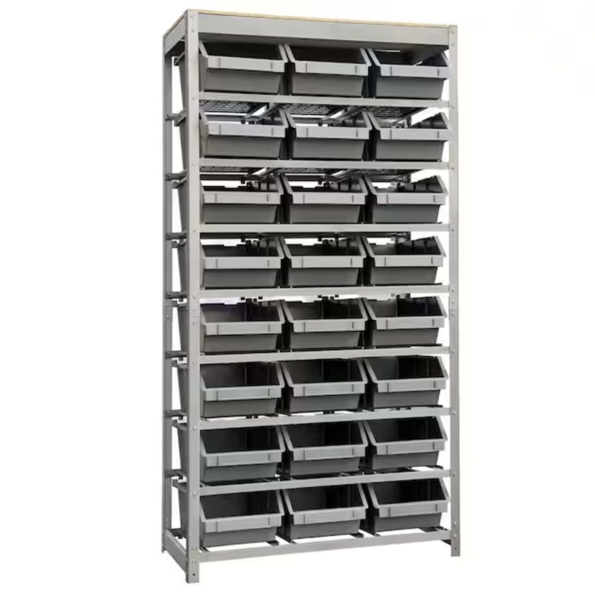KING'S RACK Gray 8-Tier Bootless Bin Storage System Garage Storage Rack (24 Plastic Bins in 8 Tier)
