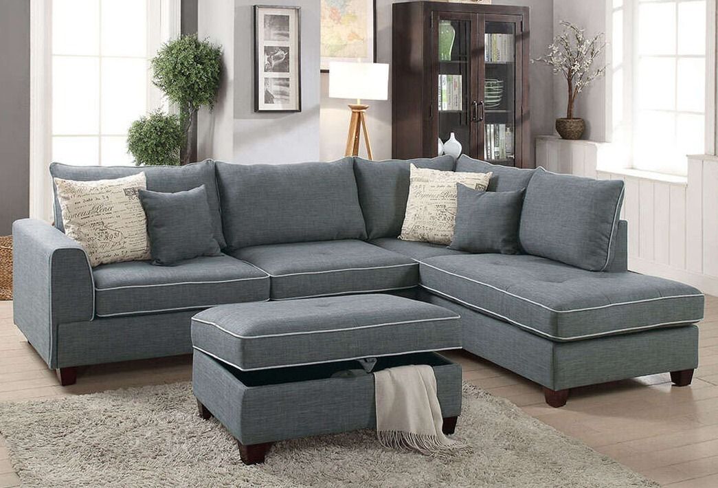 NEW SECTIONAL with STORAGE OTTOMAN & PILLOWS