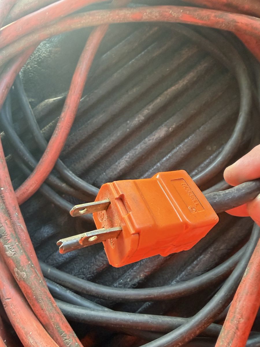Heavy-Duty Outdoor Extension Cord with Triple Tap, Orange, 50-100ft.  Coleman camp stove.