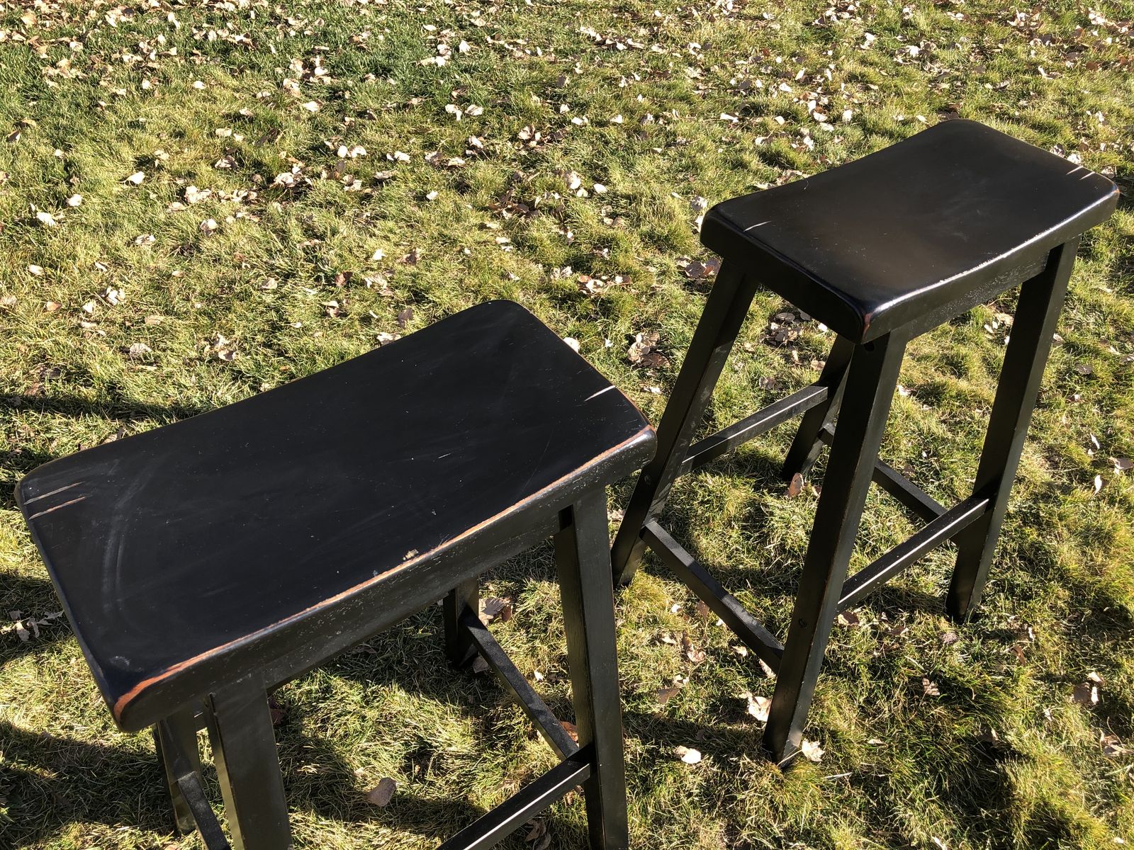 29" Black Wooden Stools