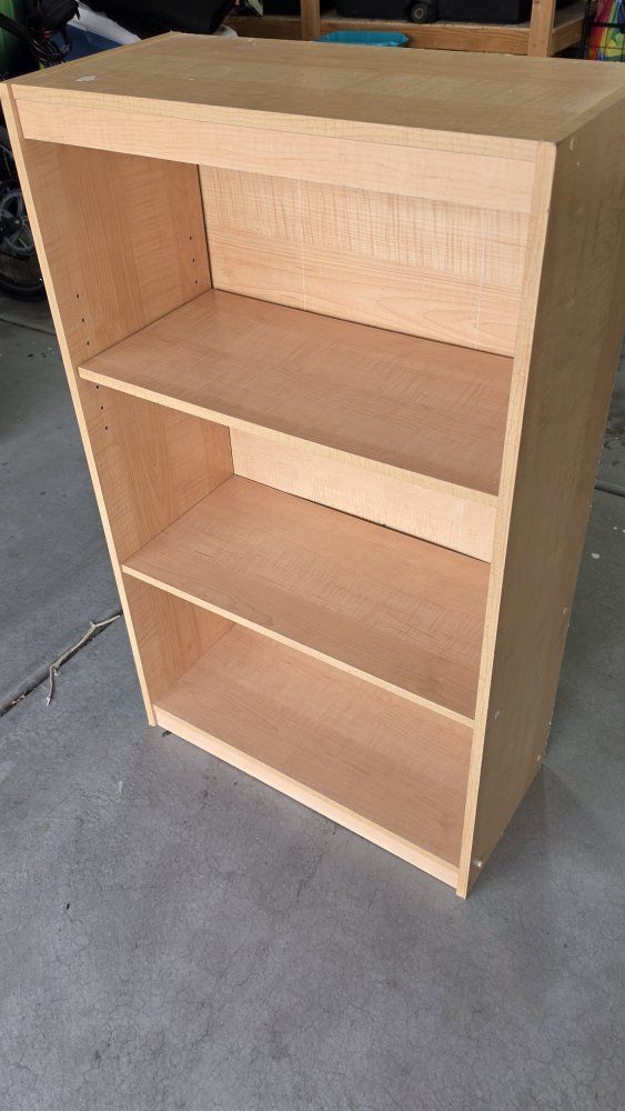 Wooden Bookcase 3-Shelf Light Wood Finish Storage Unit