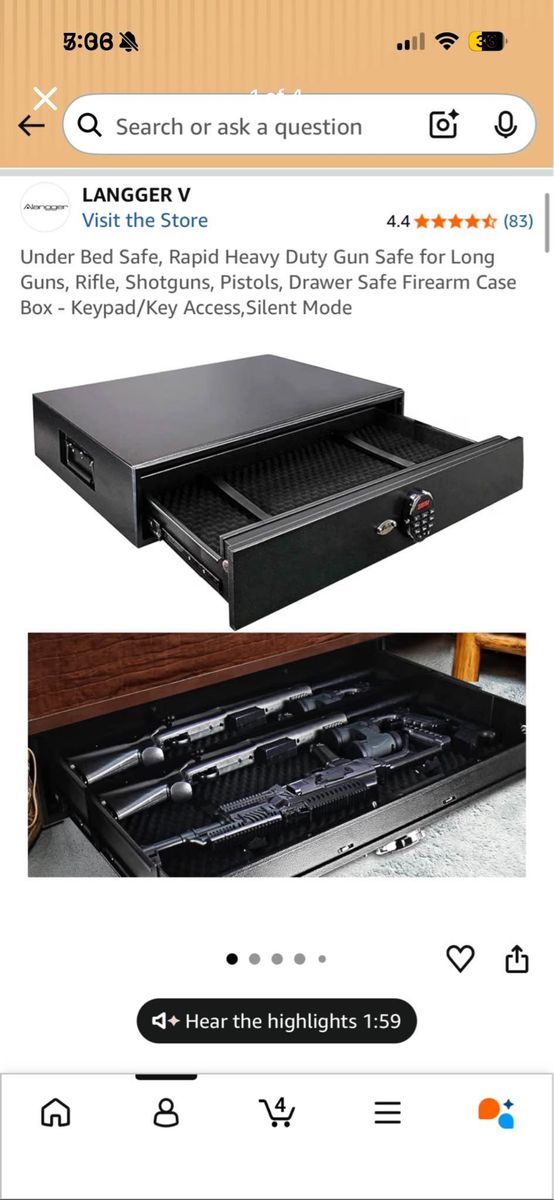 Under bed gun safe