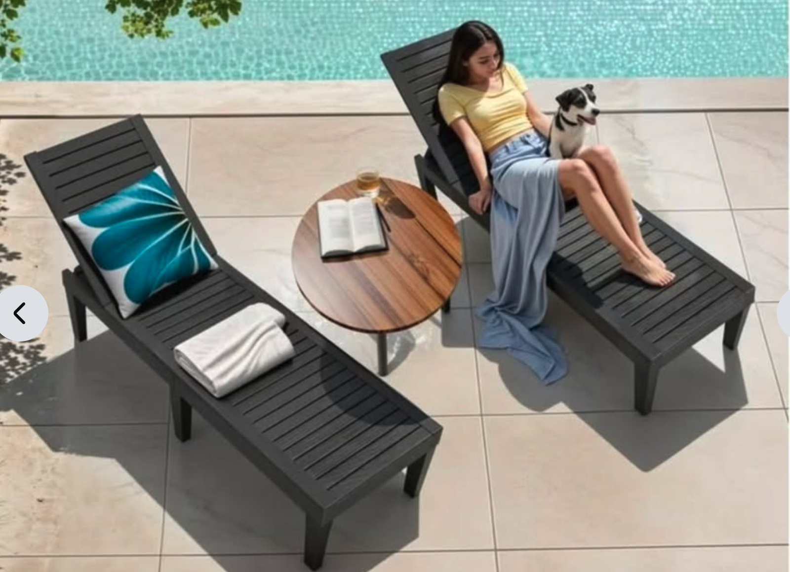 New set of 2 Chaise Lounge Chair Set, adjustable, waterproof