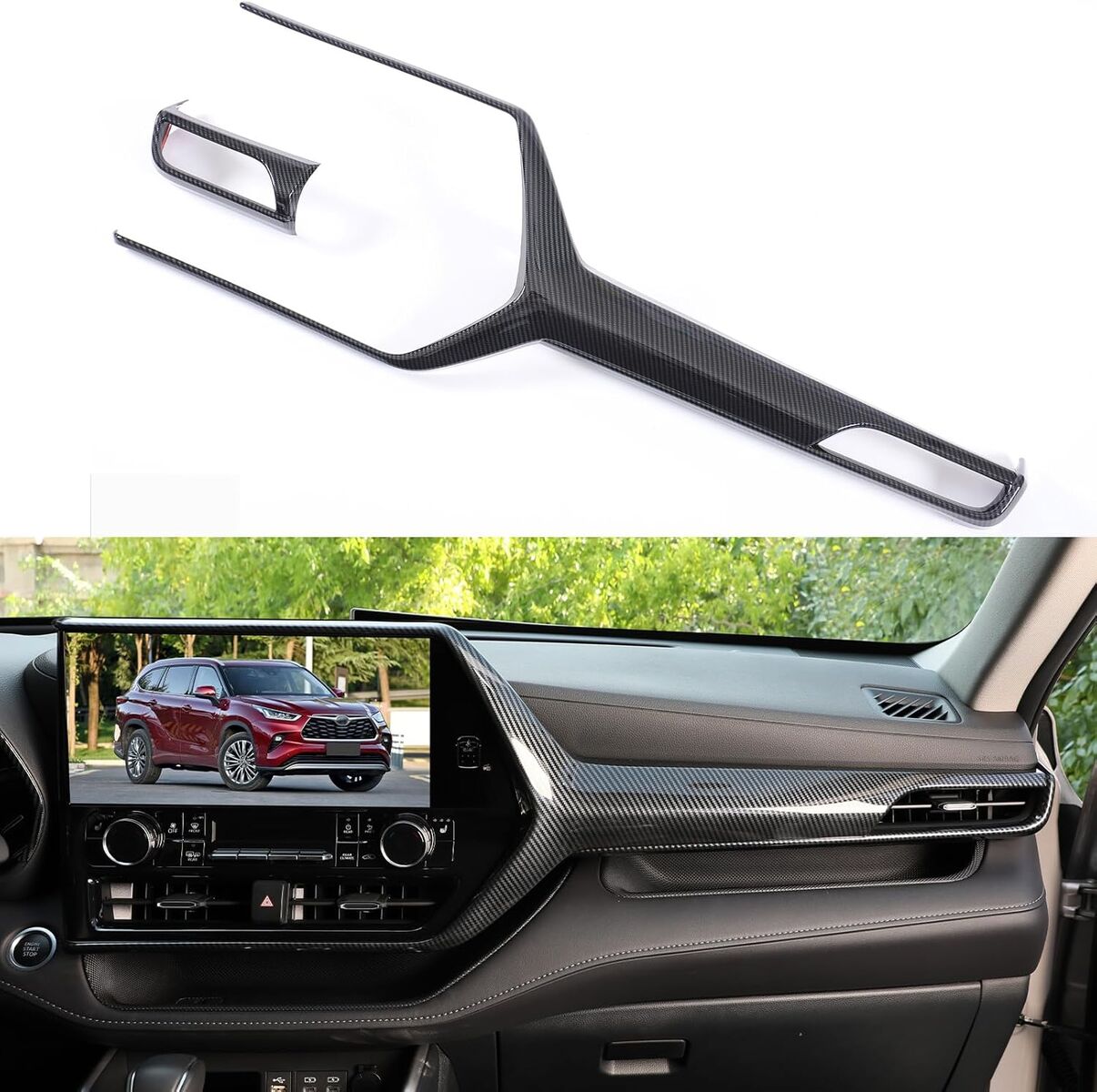 Toyota Highlander 2020-2025 Central Control Dashboard Wind Outlet Trims, Sporty Carbon Fiber Grain