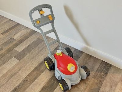 Kids Push Bubble Lawn Mower Toy - Red & Grey, Outdoor Pretend Play, Great Condition