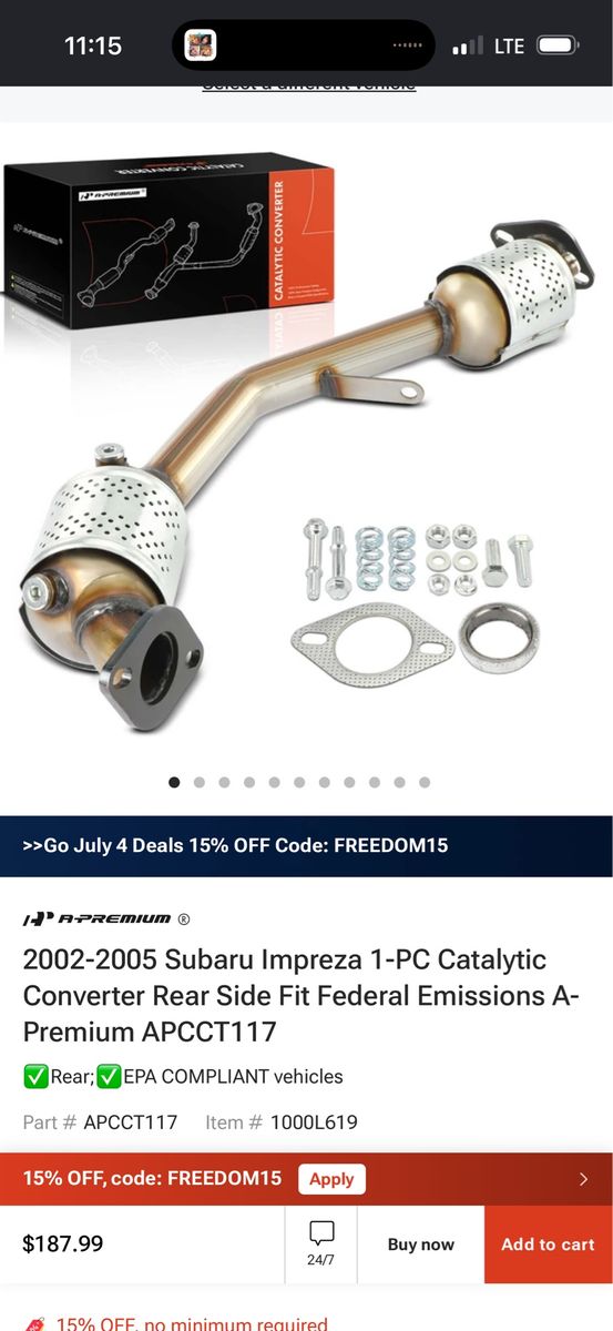 A-Premium APCCT117 Catalytic Converter for 02-05 Subaru Impreza Outback (Rear, Federal Emissions)