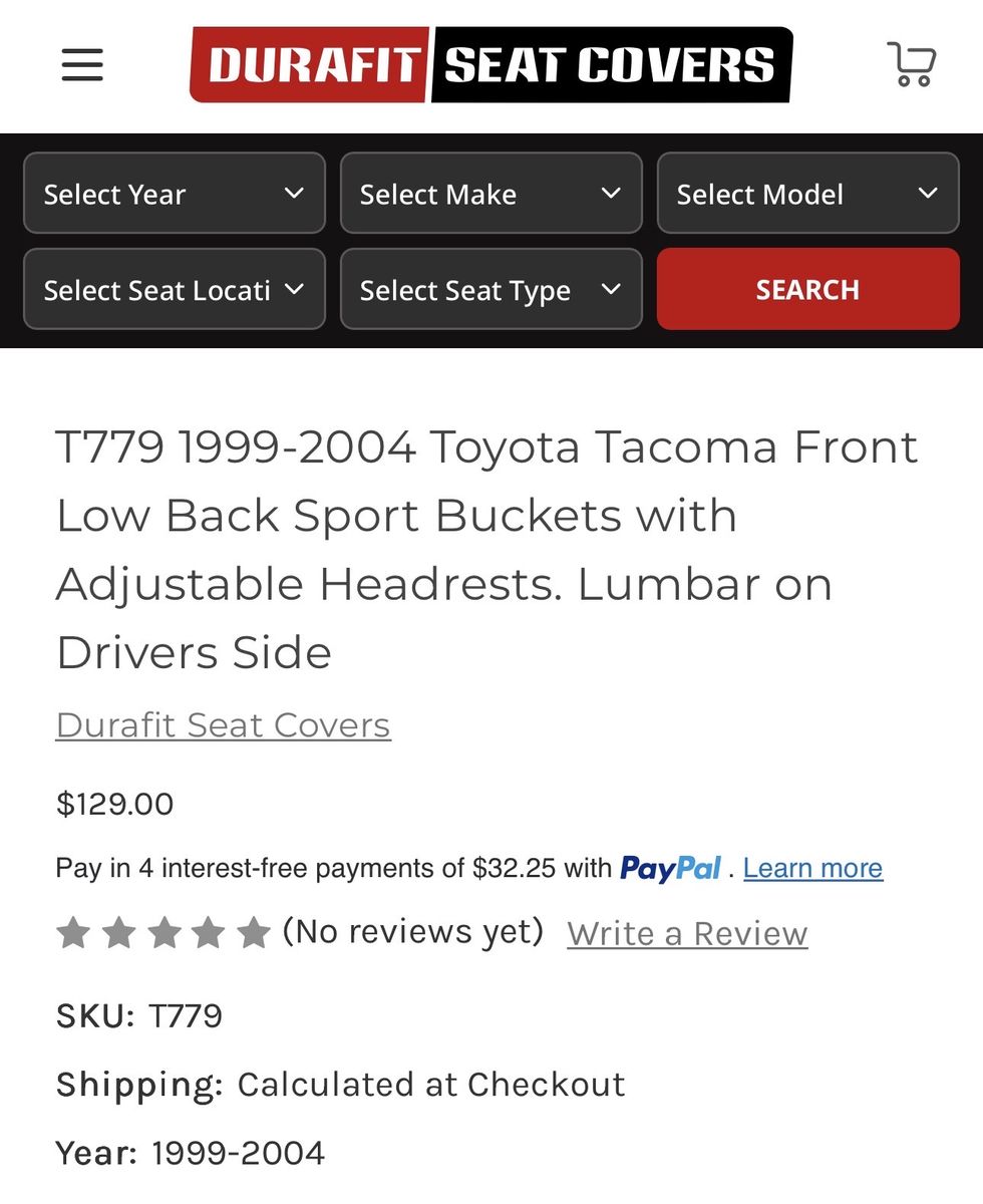 99-04 Toyota Tacoma seat covers