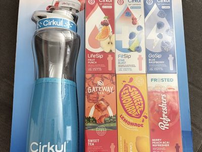 Cirkul 22oz Water Bottle Starter Kit with 6 Flavor Cartridges - Fruit Punch, Sweet Tea & More