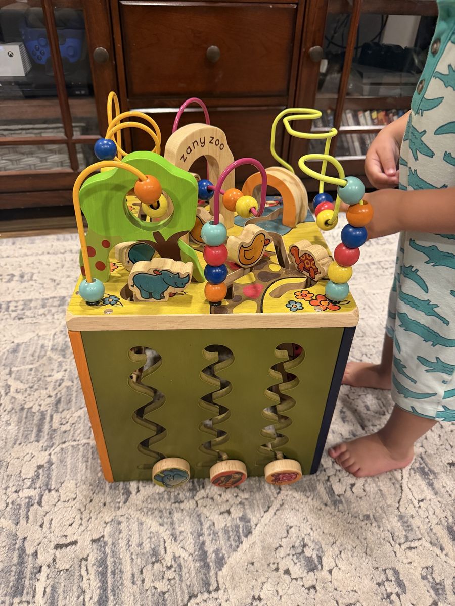 Zany zoo wooden activity cube