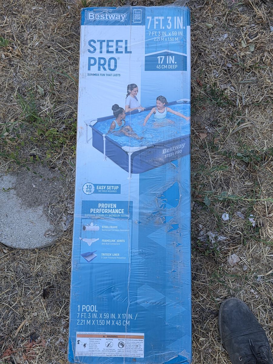 Bestway Steel Pro Above Ground Rectangular Frame Pool 7ft 3in x 59in x 17in