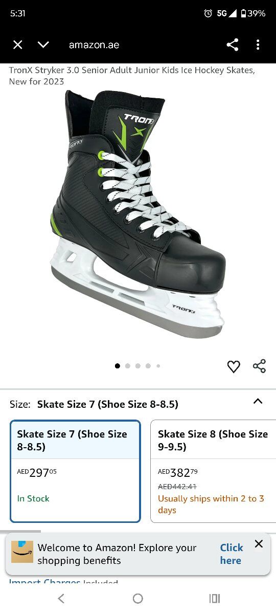 TronX Stryker 3.0 ice hockey skates size 3 and11 D