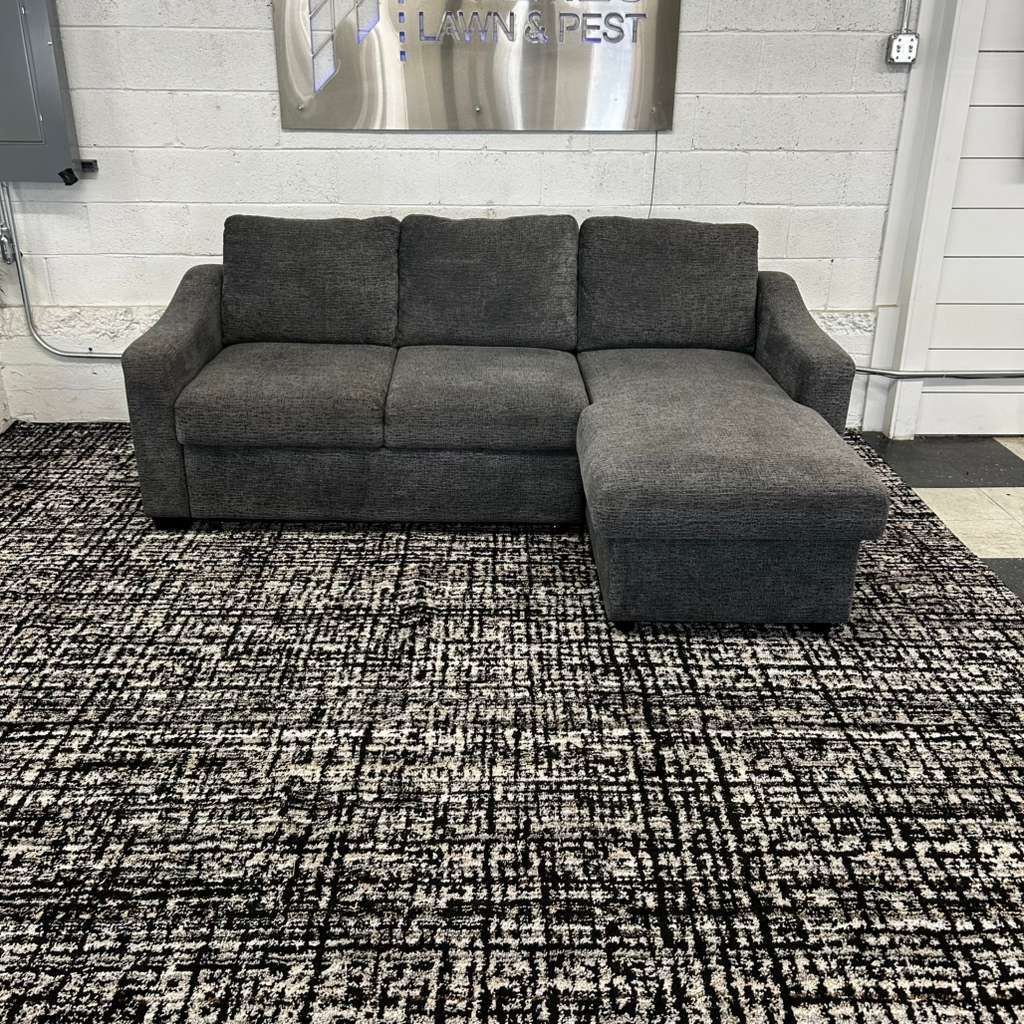COSTCO ARIA FABRIC SLEEPER SOFA W/ REVERSIBLE STORAGE CHAISE, GRAY!!