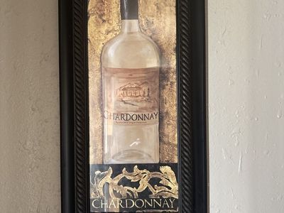 Framed Wine Wall Art – “Chardonnay” Kitchen / Dining Decor