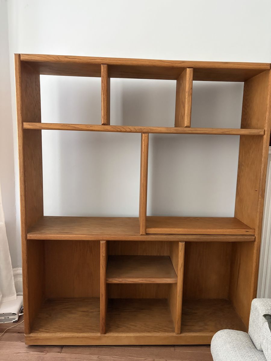 Vintage 1970s Monteverdi-Young Solid Oak Room Divider Bookcase - MCM / Brutalist