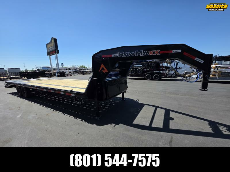 2026 RawMaxx 28' FDXS Gooseneck Equipment Flatbed Trailer