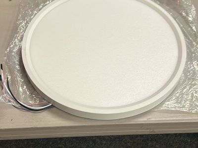 White Round LED Flush Mount Ceiling Light Fixture 15 Inch