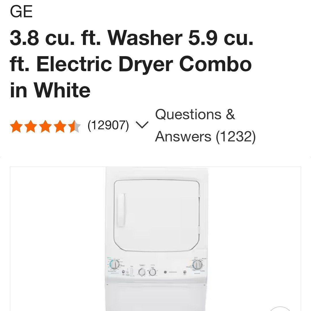 GE washer dryer stack combo unit