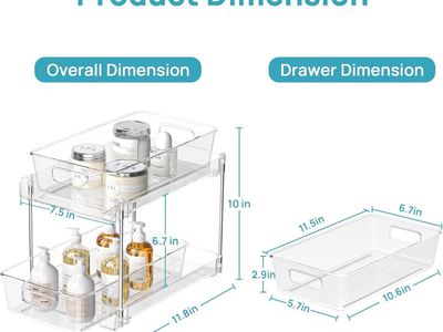 VTOPMART POVT0004 2-Tier Pull-Out Organizer Clear Pantry Kitchen Storage New