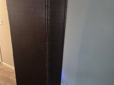 3-Panel Dark Brown Bamboo Room Divider Folding Privacy Screen