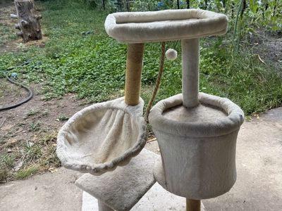 Used Multi-Level Cat Tree with Condo, Perch & Scratching Post - Beige