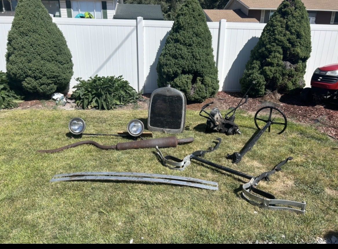 Vintage Ford Model T Chassis & Parts - Frame, Axle, Grille, Lights & More
