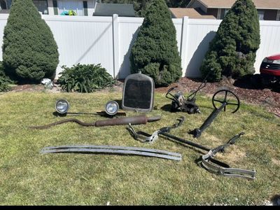 Vintage Ford Model T Chassis & Parts - Frame, Axle, Grille, Lights & More