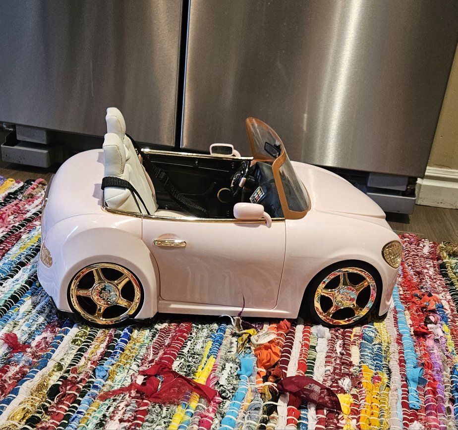Pink Ride-On Electric Toy Car with Gold Accents for 18" American Girl Doll 