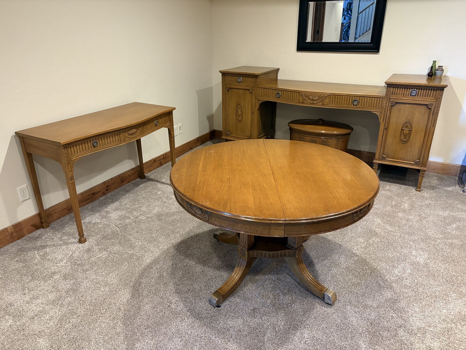 Beautiful Solid Wood Antique Dining Table and Buffet