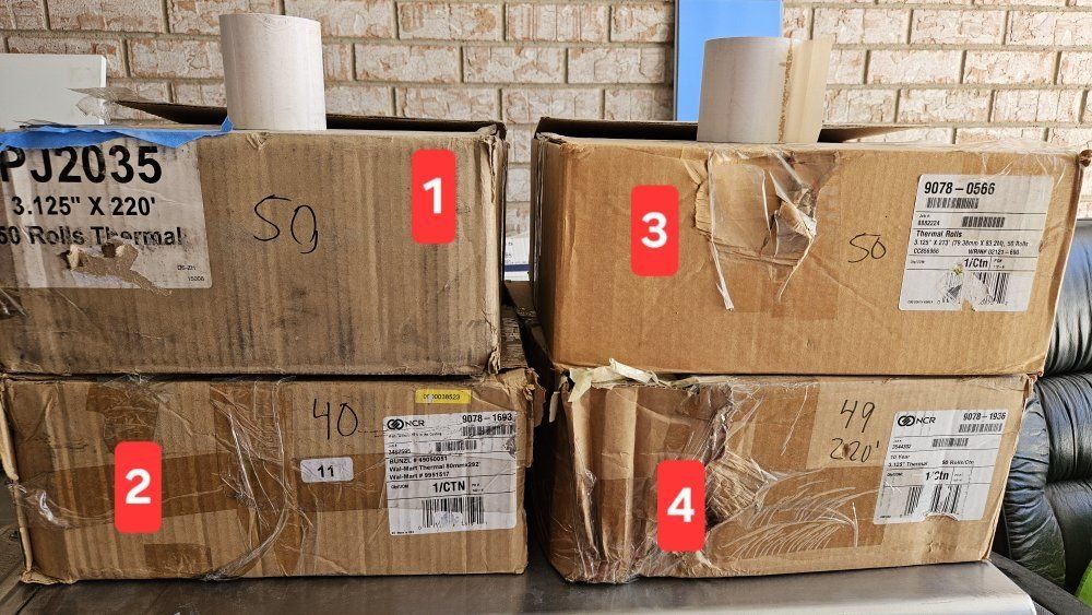 Thermal Receipt Paper Rolls (Assorted Sizes: 3.125" x 220', 273' & 292') 