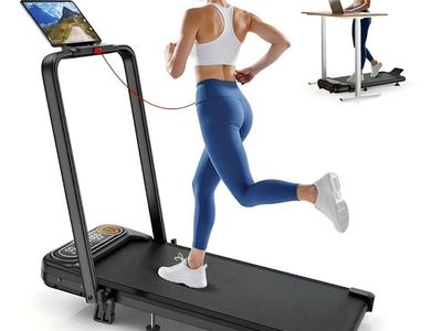 Foldable Treadmill with 10% Incline, Upgrade 3.5HP Low Noise Walking Pad Treadmill with Handle Bar, Trisomy 4 in 1 Portable Unde
