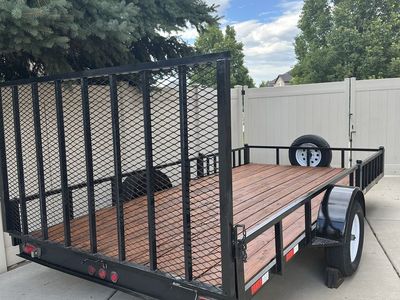 14 x 7 Flatbed Utility Trailer w/ Rear & Side ramps