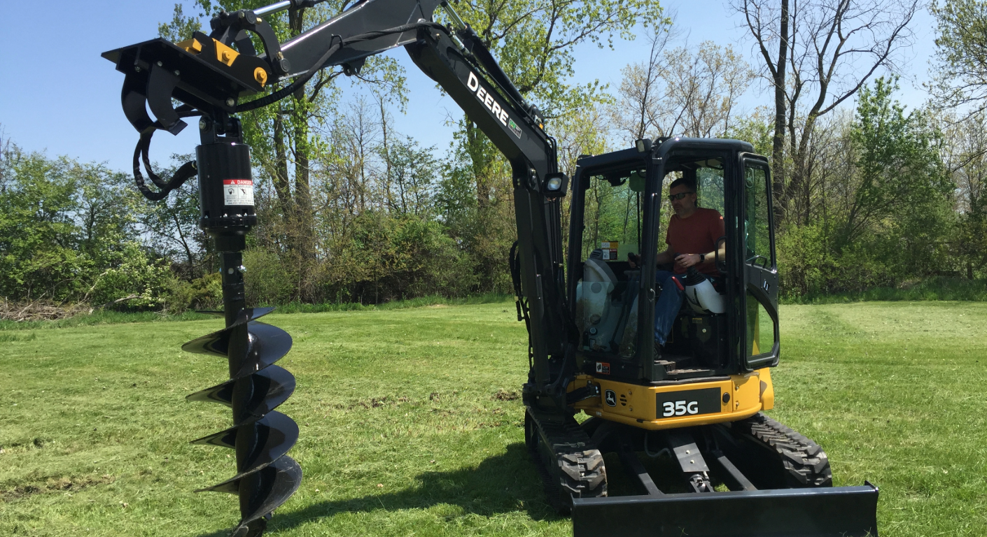 Auger Attachment Rental – Mini excavator auger - skid steer auger