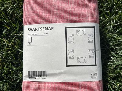 IKEA Svartsenap Red/White Tablecloth 57x94 inches, New Cotton Dinner Table Cover