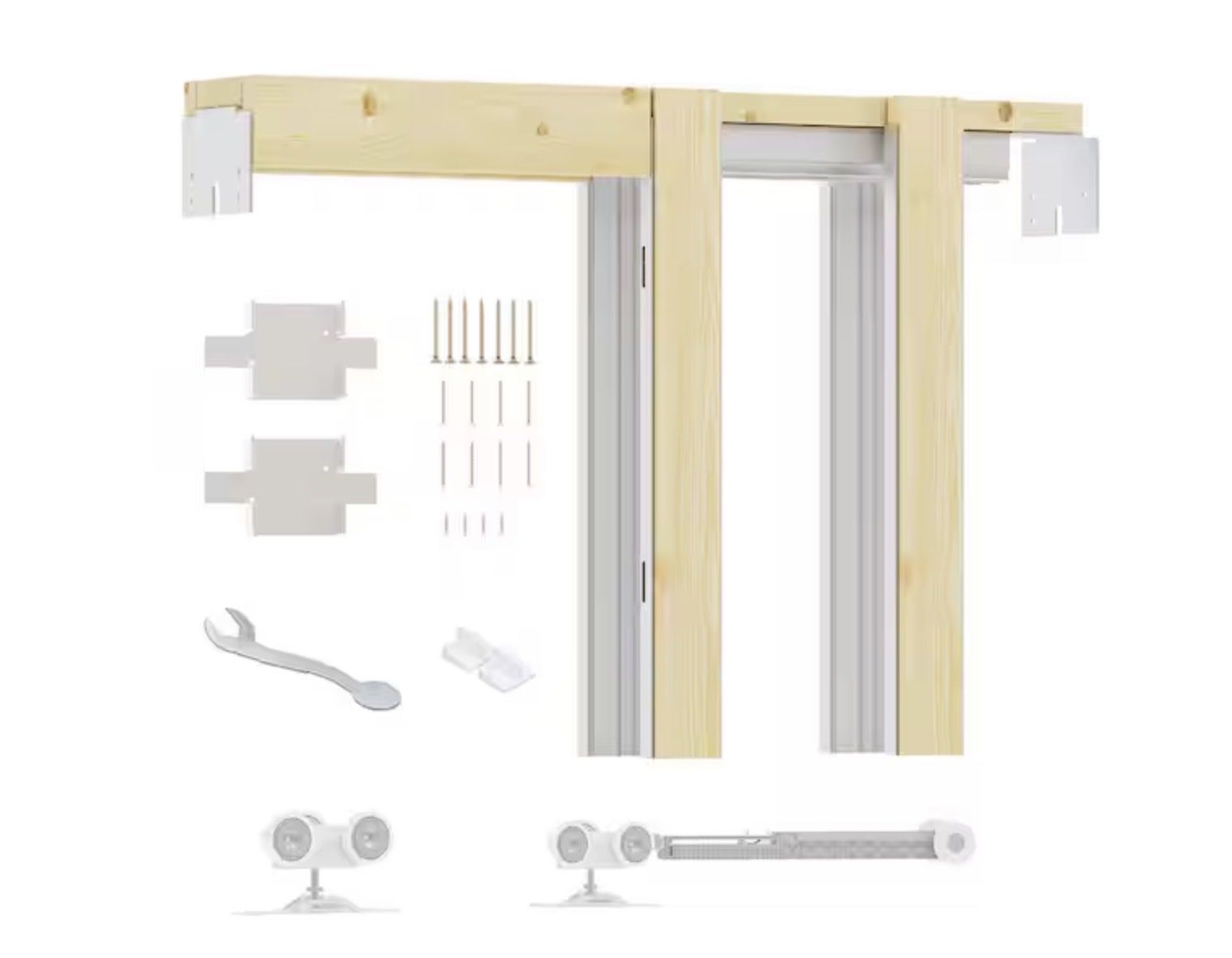 NEW- 18 in. to 36 in. x 80 in. Universal Aluminum Pocket Door Frame with Hardware Kit and Soft Close