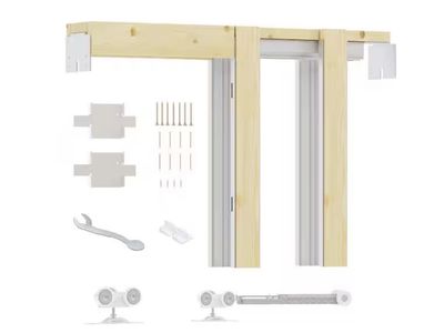 NEW- 18 in. to 36 in. x 80 in. Universal Aluminum Pocket Door Frame with Hardware Kit and Soft Close