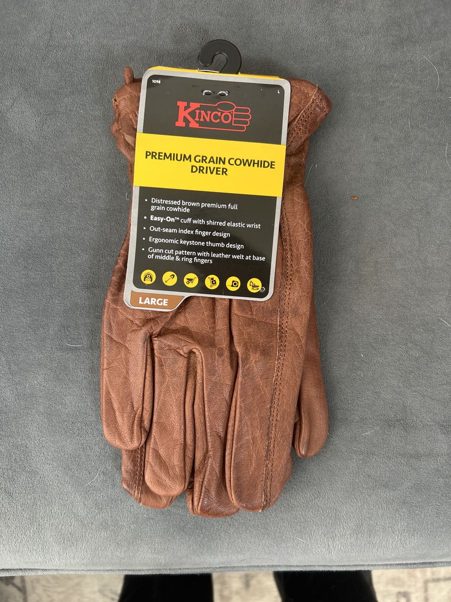 Kinco 1098 Premium Grain Cowhide Leather Driver Gloves - Size Large