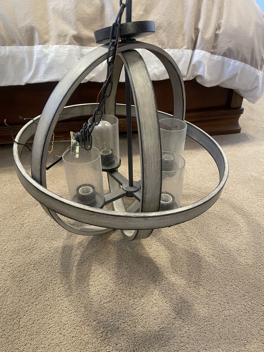 Farmhouse Orb/Sphere Chandelier With Seeded Glass