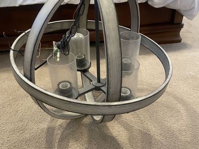 Farmhouse Orb/Sphere Chandelier With Seeded Glass