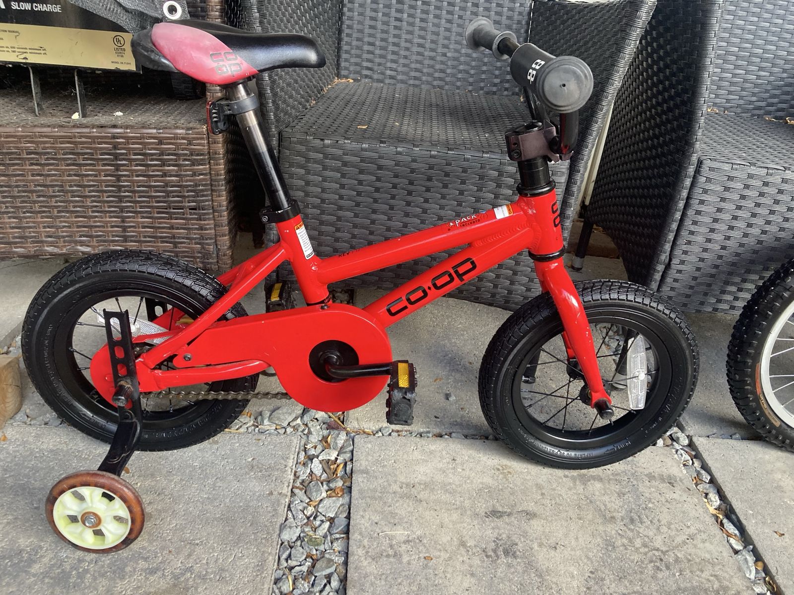 Co-op Cycles Rev 12 Kids Bike Red with Training Wheels