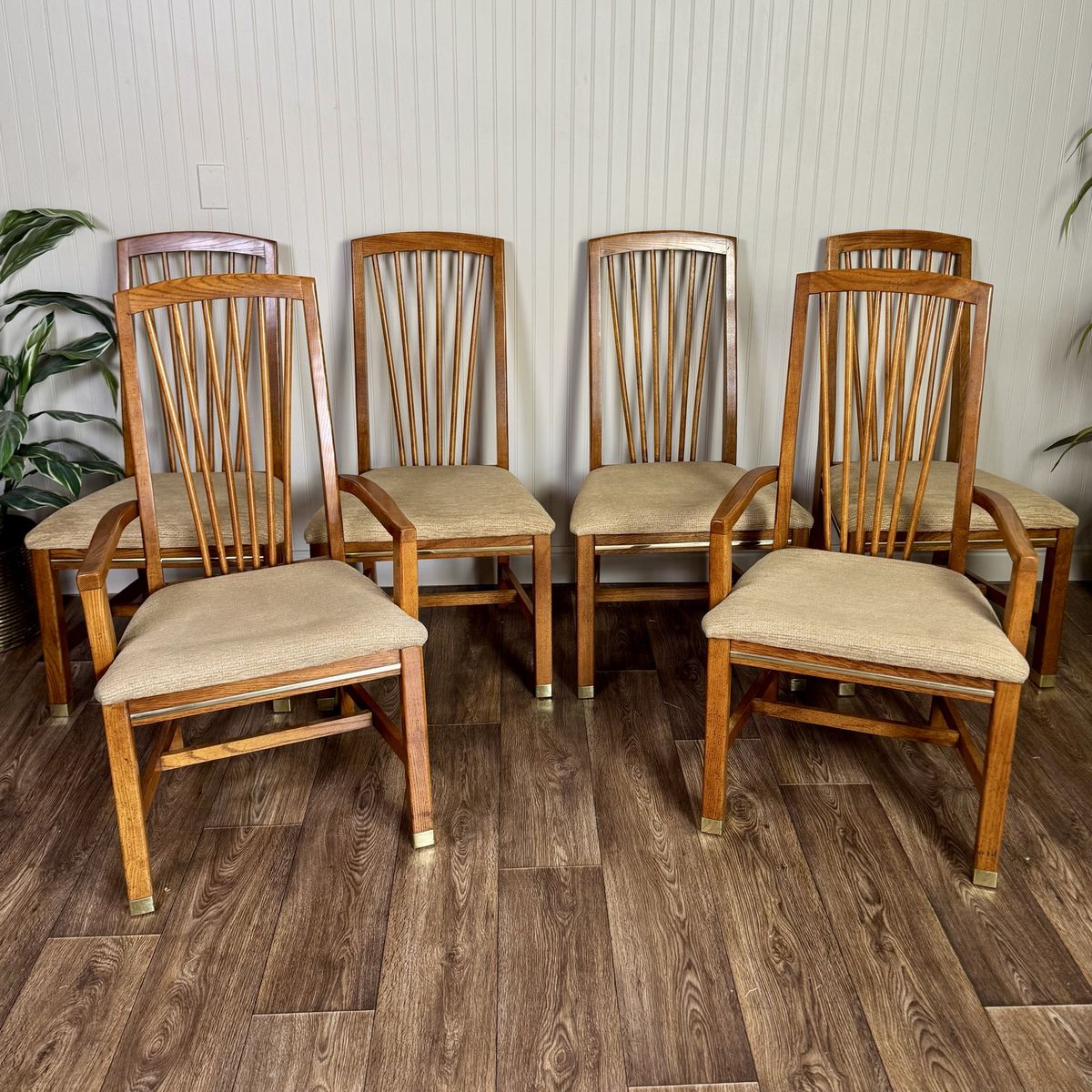 Vintage Bassett Spindle-Back Dining Chairs – Set of 6