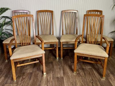 Vintage Bassett Spindle-Back Dining Chairs – Set of 6