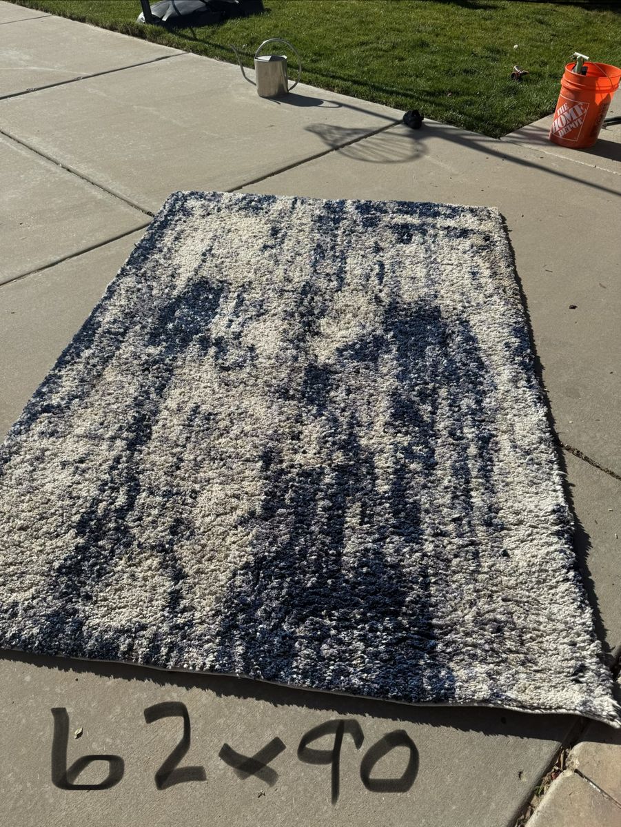 Plush Shag Area Rug - blue/gray Abstract Pattern, Soft Texture, 62x90 inches