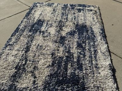 Plush Shag Area Rug - blue/gray Abstract Pattern, Soft Texture, 62x90 inches